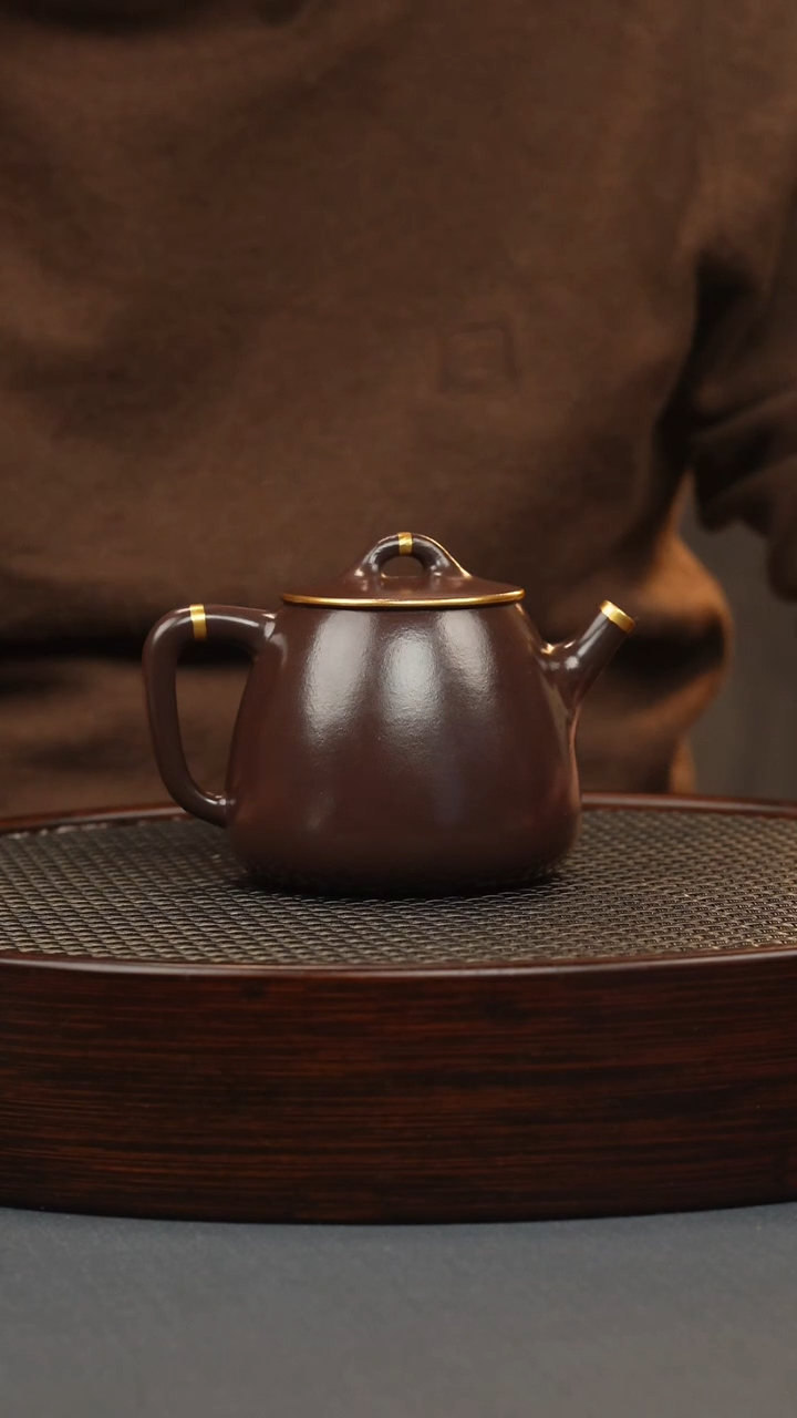 【闪购商品】紫砂茶壶紫龙血 高瓢 描金