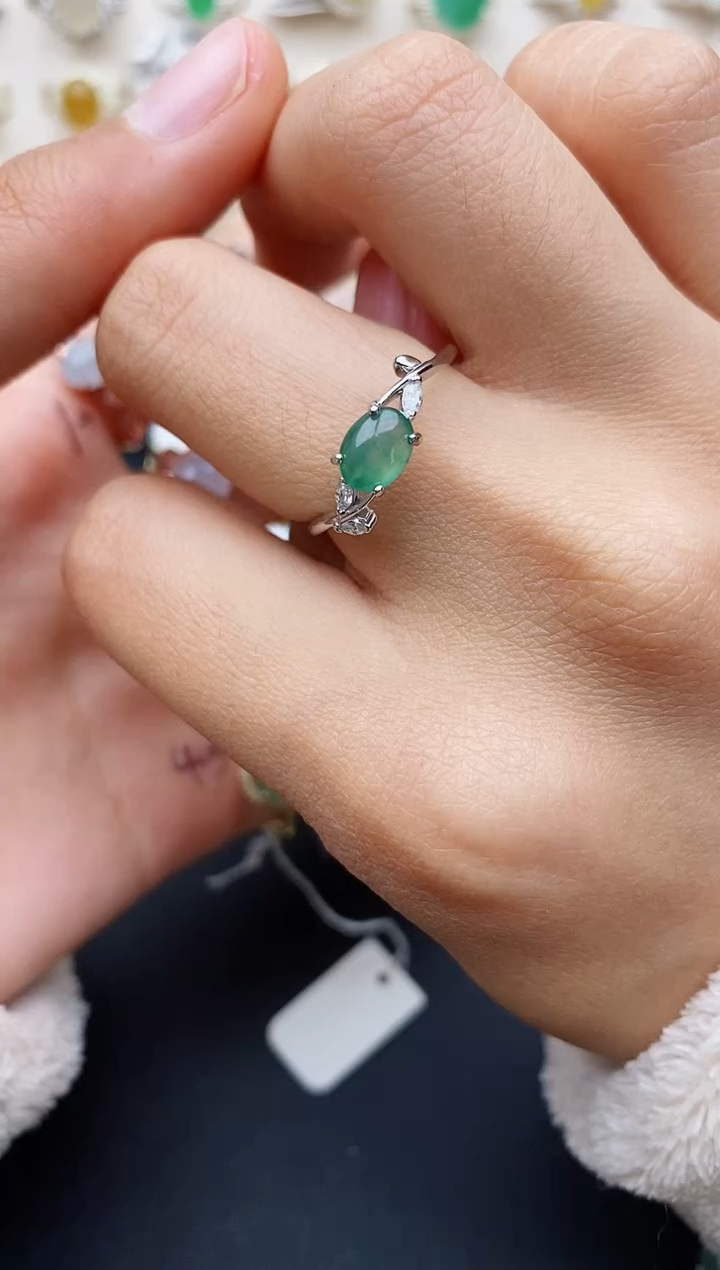 【闪购商品】翡翠戒指银S925镶嵌缅甸翡翠