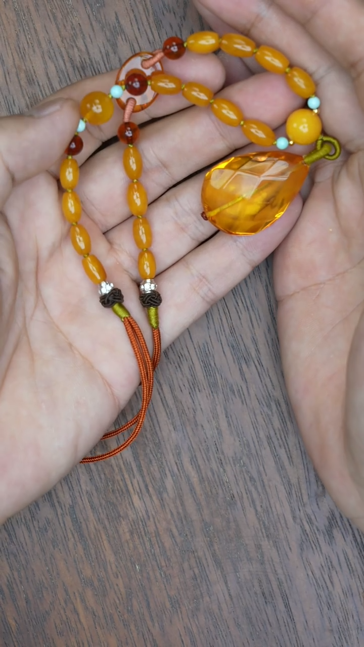 【闪购商品】琥珀裸石未镶嵌金珀DIY项链