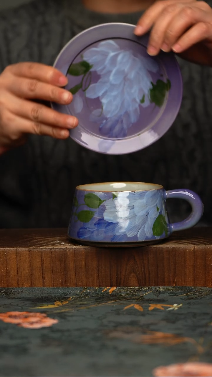 瓷片釉下彩手工手绘同款陶器