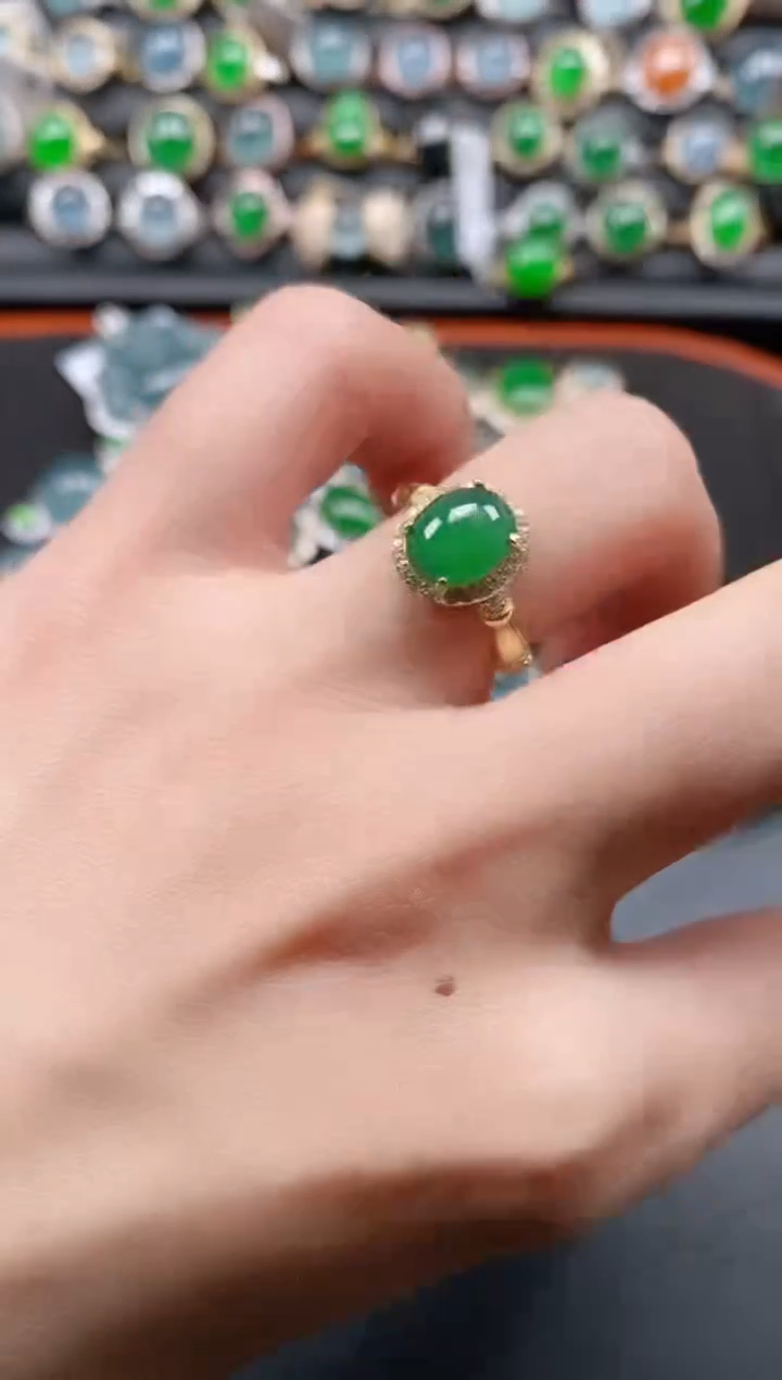 银S925镶嵌戒指翡翠111