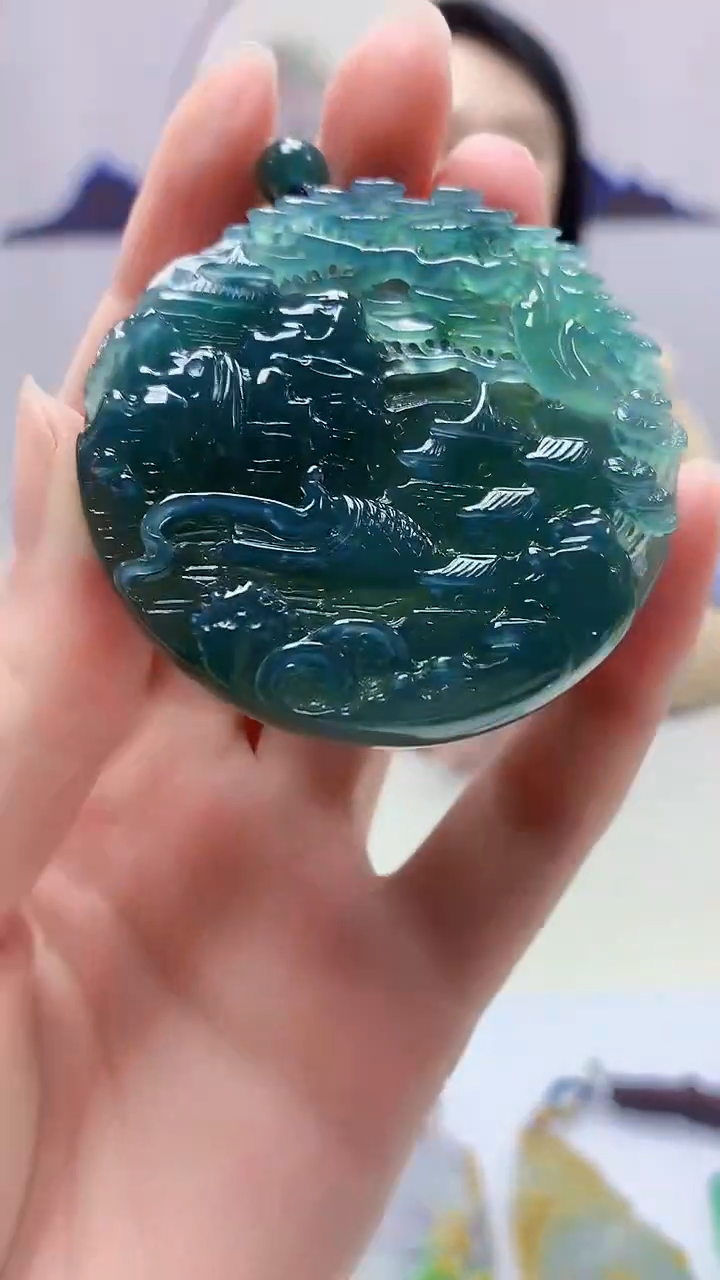 【闪购商品】定制翡翠未镶嵌3123zm-毛货挂件172山水