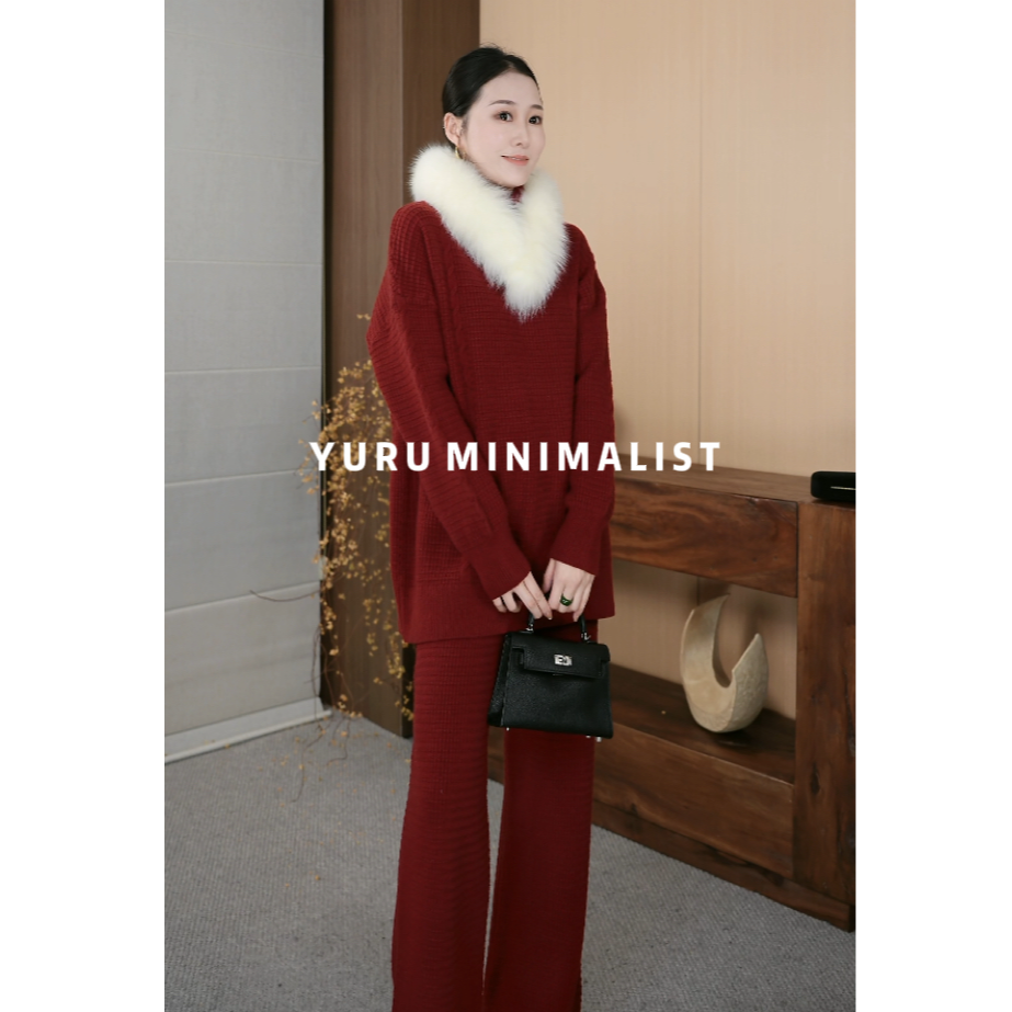 YURU | 秋冬新品 设计师款慵懒舒适套装上衣+裤子33800