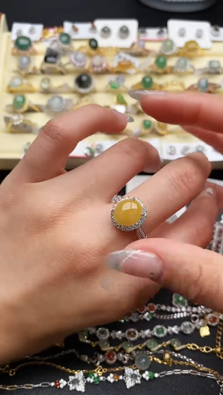 【闪购商品】翡翠戒指银S925镶嵌66666666+10