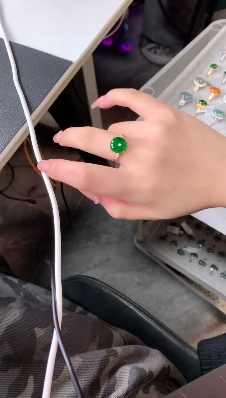 【闪购商品】翡翠戒指银S925镶嵌52141