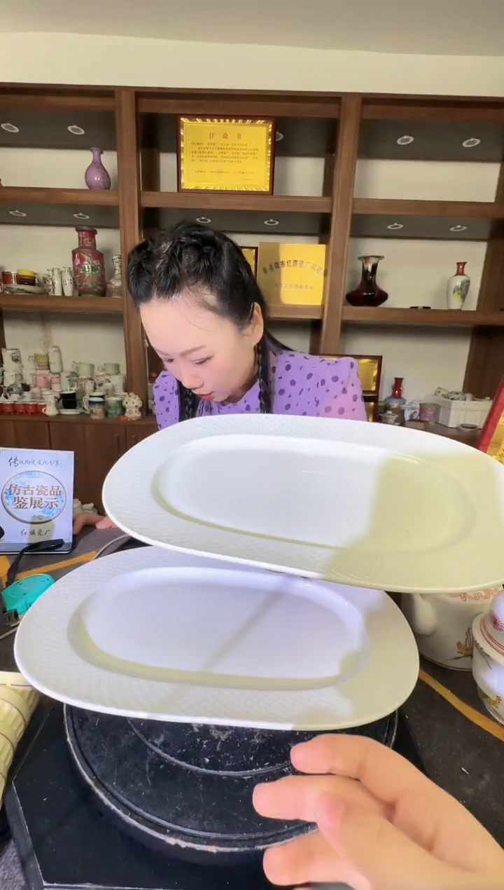 其他A747景德镇制陶瓷鱼盘一对