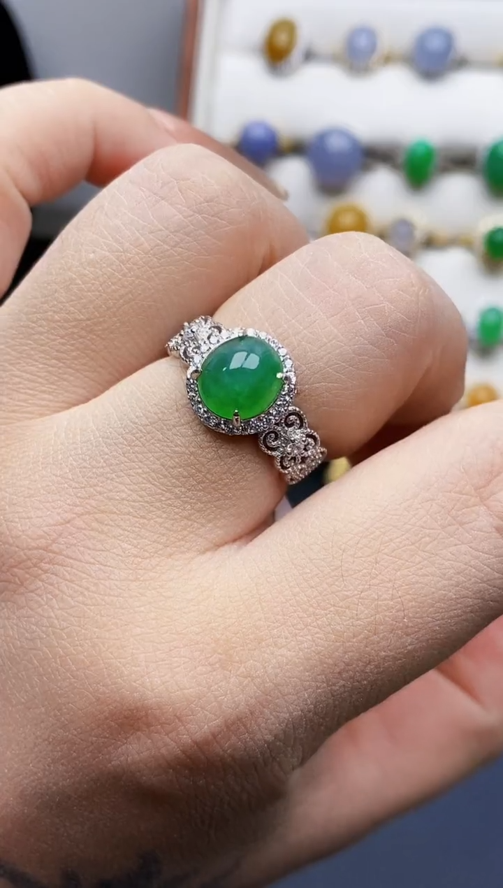 银S925镶嵌戒指翡翠0555