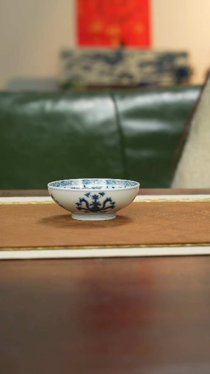 【闪购商品】瓷片青花柴窑三兔共耳杯
