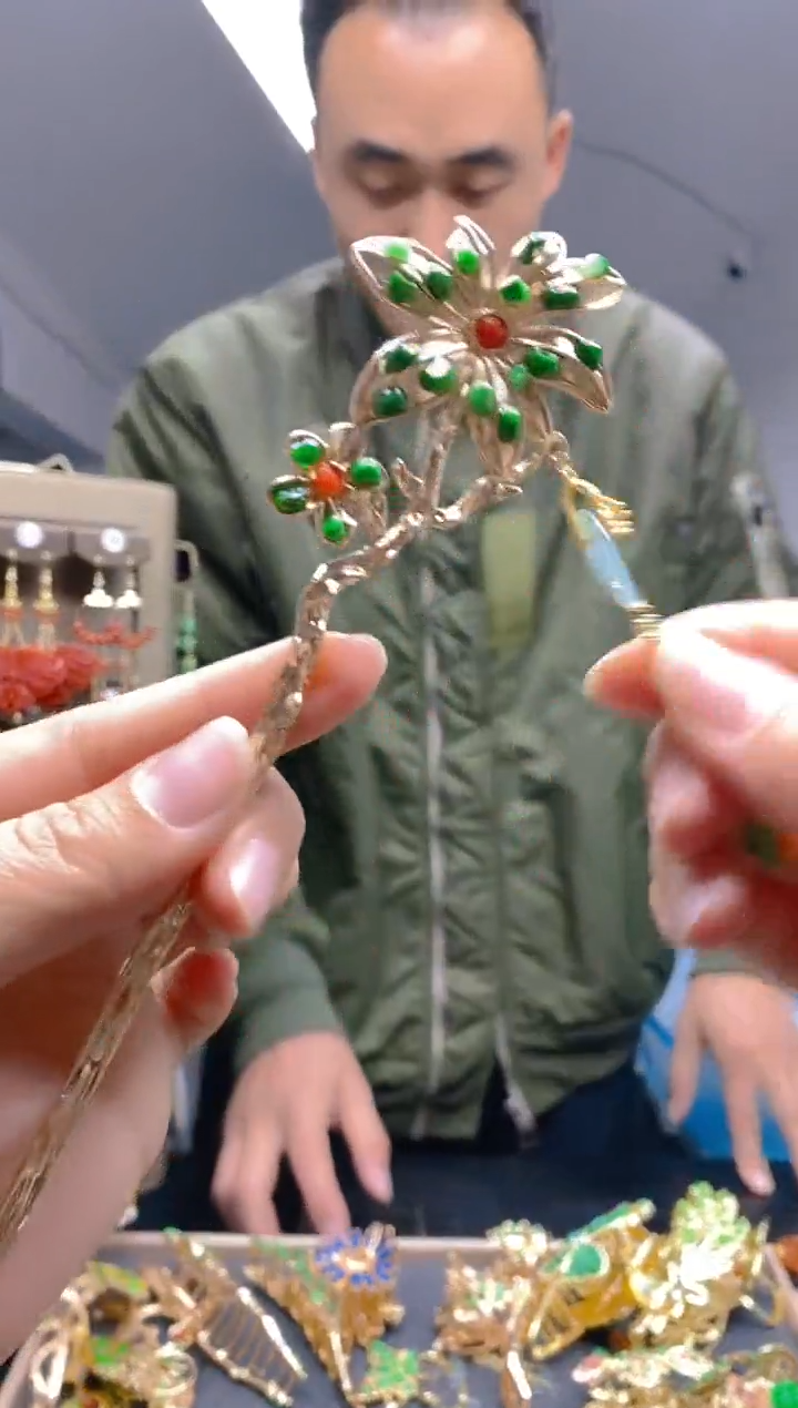 【闪购商品】翡翠耳饰合金0211翡翠发簪