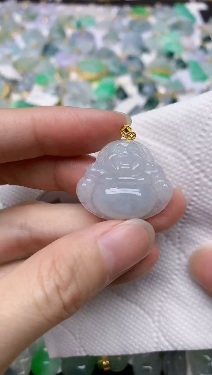 颈饰18K金镶嵌翡翠天然A货翡翠