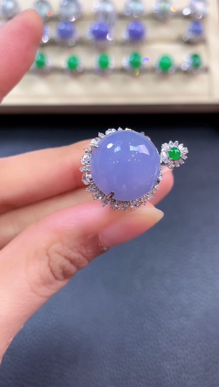 【闪购商品】翡翠戒指18K金镶嵌b170有色差