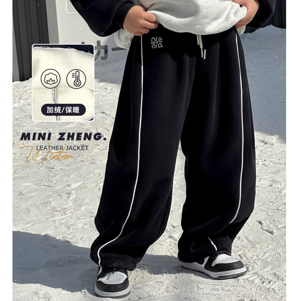 甜妈家童装 冬季新款儿童加绒加厚运动卫裤男女童休闲保暖长裤潮