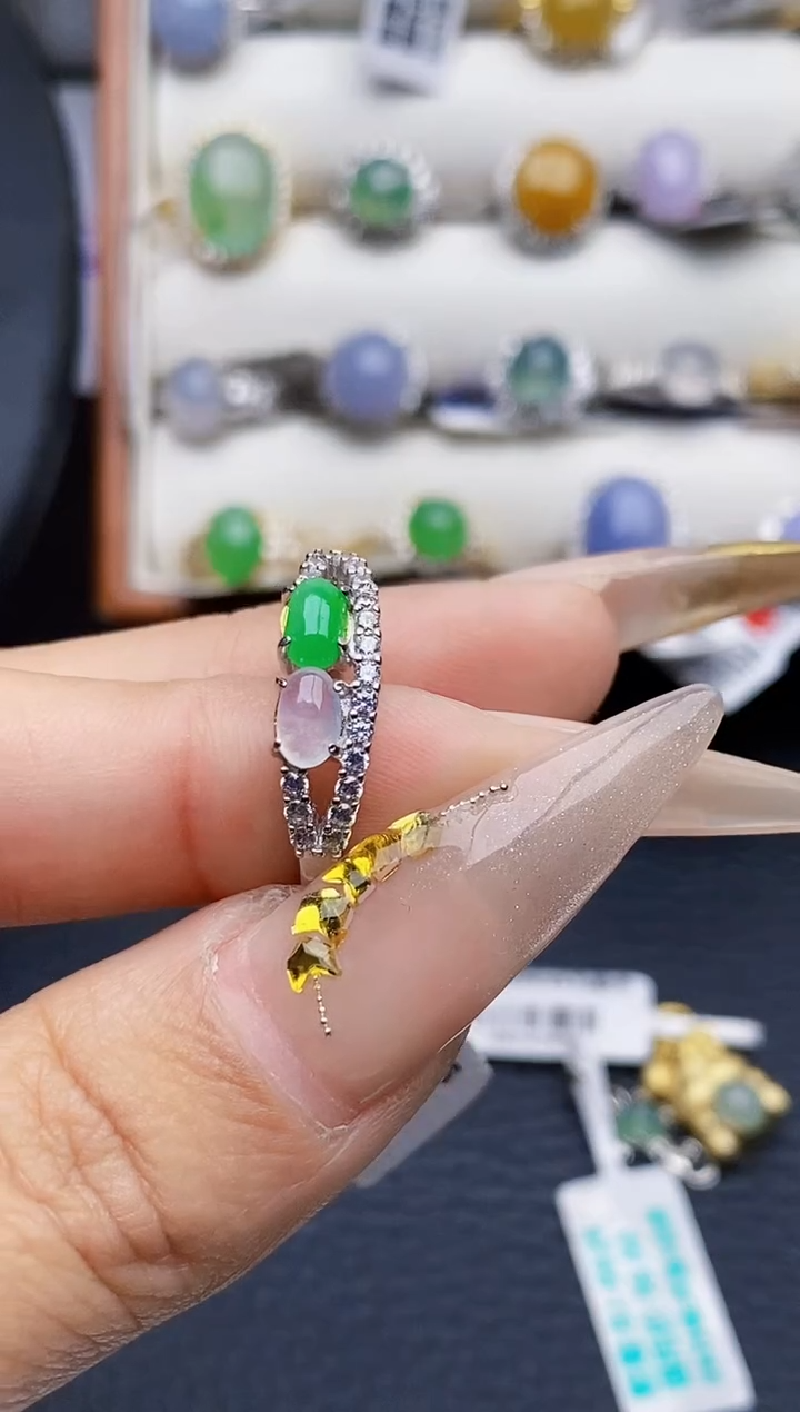 银S925镶嵌戒指翡翠4496