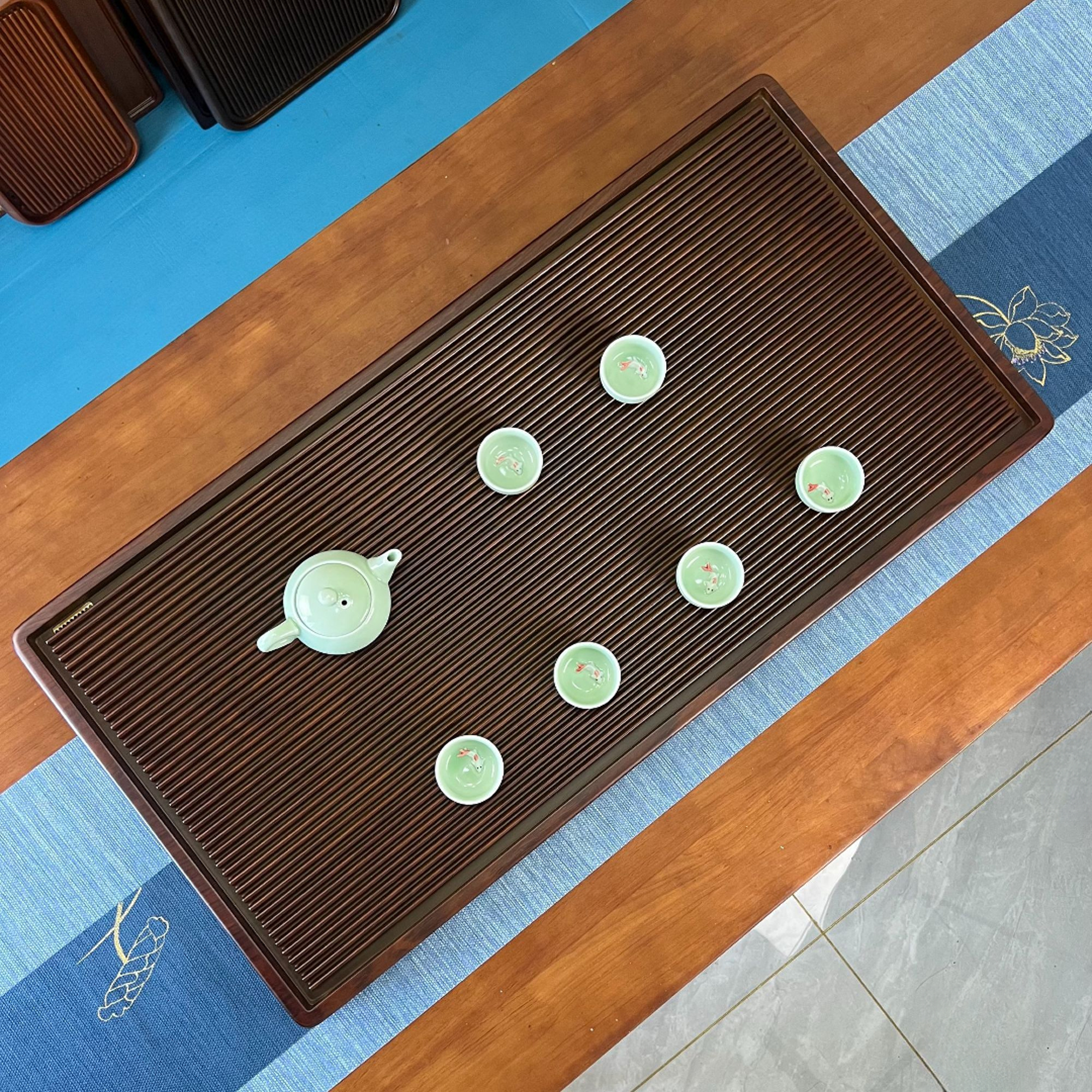 高端实木茶盘家用办公室排水泡茶小型功夫茶具茶海干泡台电木款