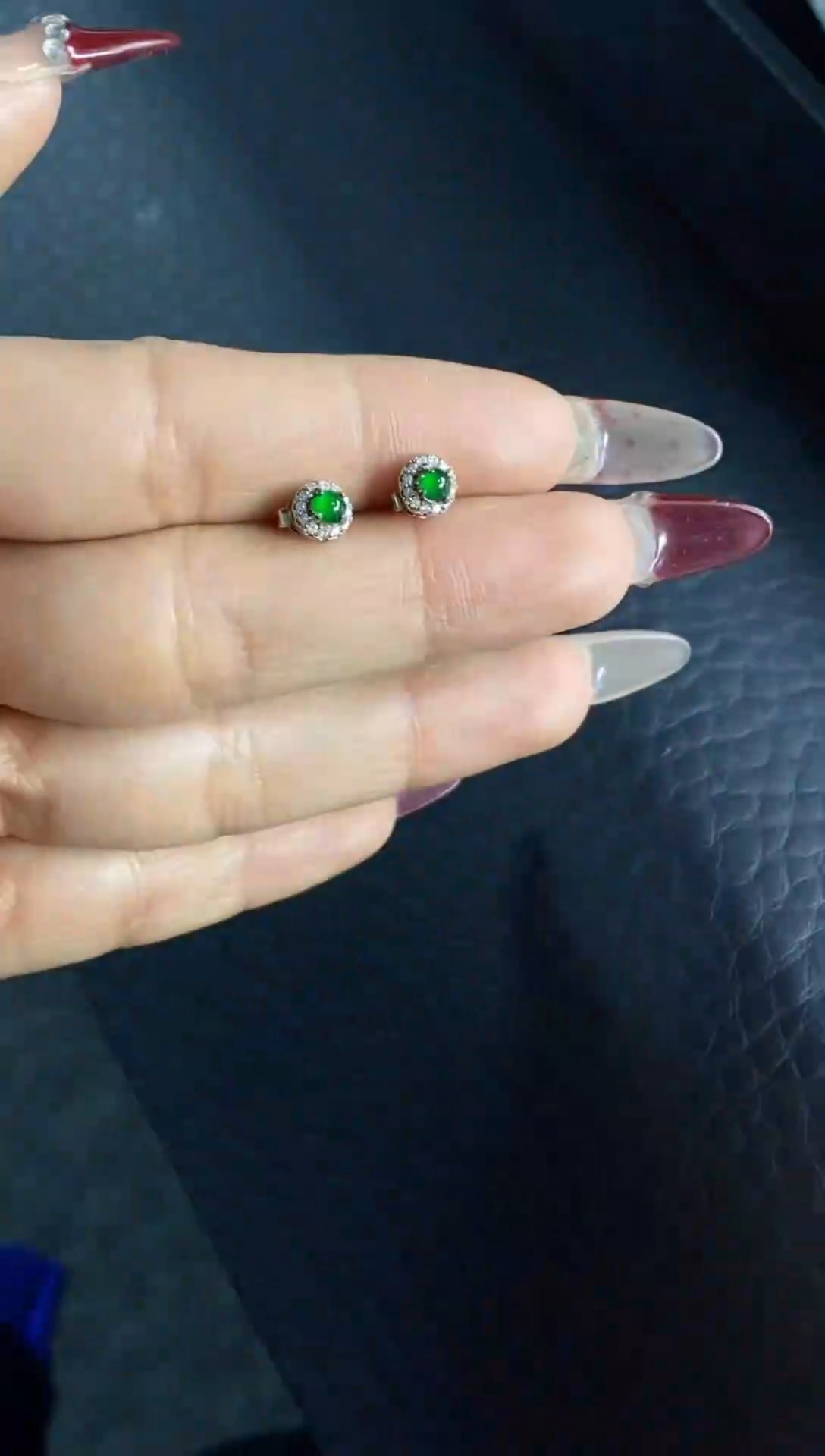 【闪购商品】翡翠戒指银S925镶嵌女士耳钉