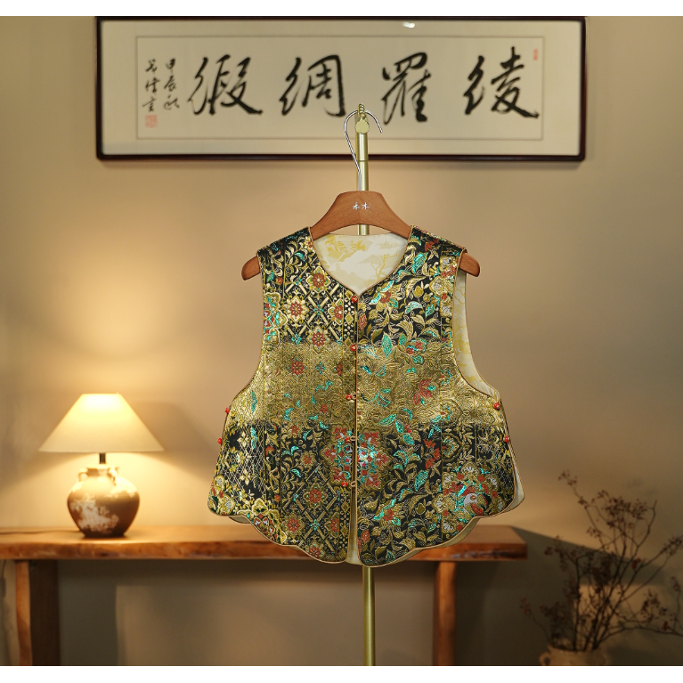 【寒夜风华-香云纱马夹】中式国风香云纱马夹0603