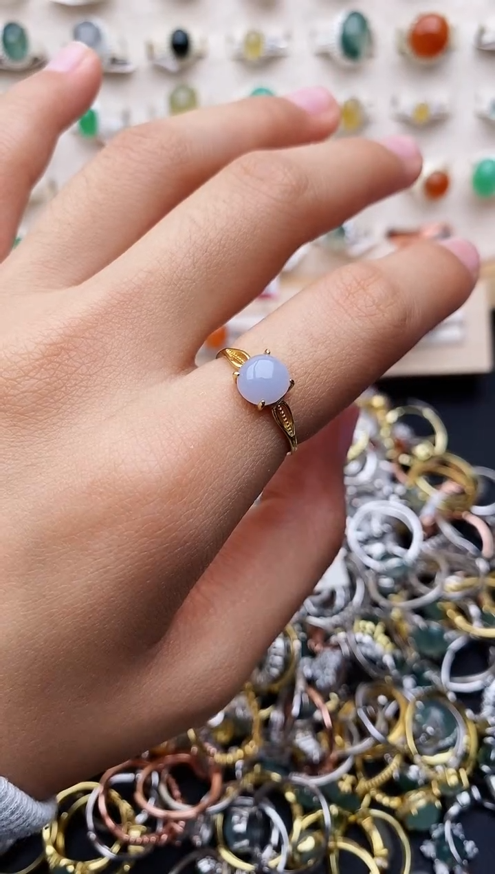 【闪购商品】翡翠戒指银S925镶嵌缅甸翡翠