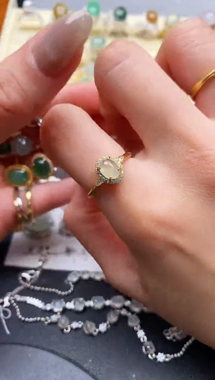 【闪购商品】翡翠戒指银S925镶嵌缅甸翡翠3   1+