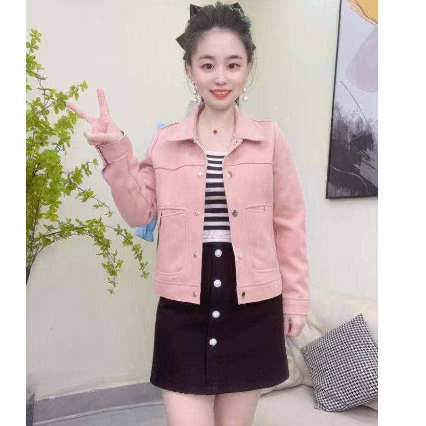 淑女日记  洋气秋季单层厚款女短外套百搭长袖韩版修身短外套 921