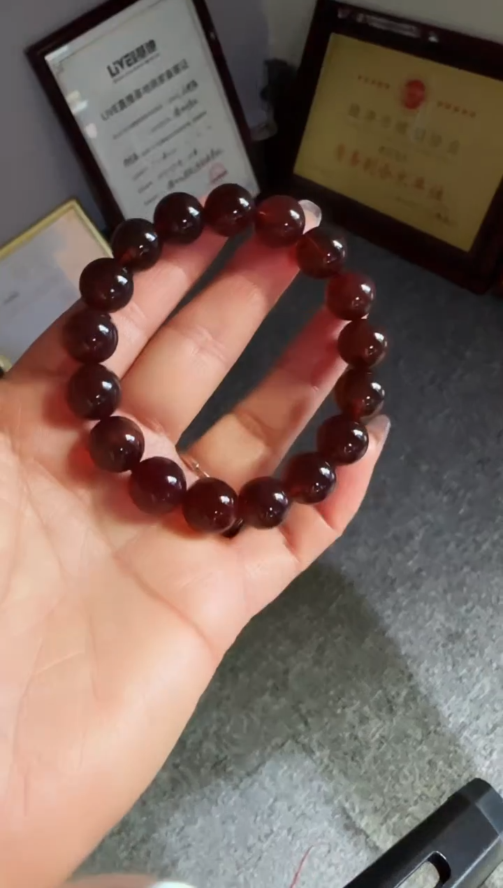 手串琥珀未镶嵌C*Q#42缅甸琥珀紫罗兰手串12mm