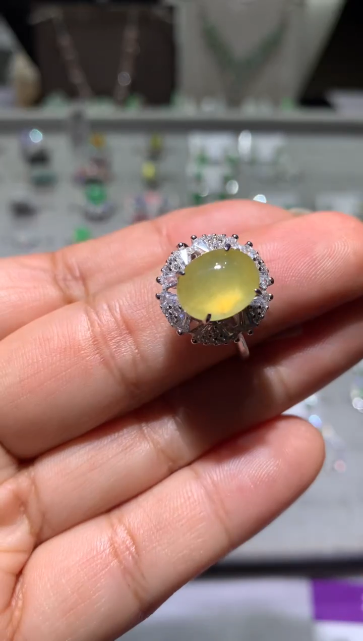 银S925镶嵌翡翠耳饰戒指