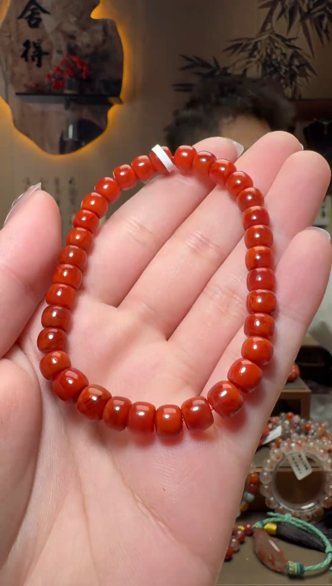 未镶嵌原矿无优化无注胶手串南红玛瑙一条6mm+ 