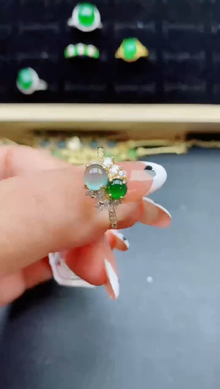 【闪购商品】翡翠银S925镶嵌戒指21321