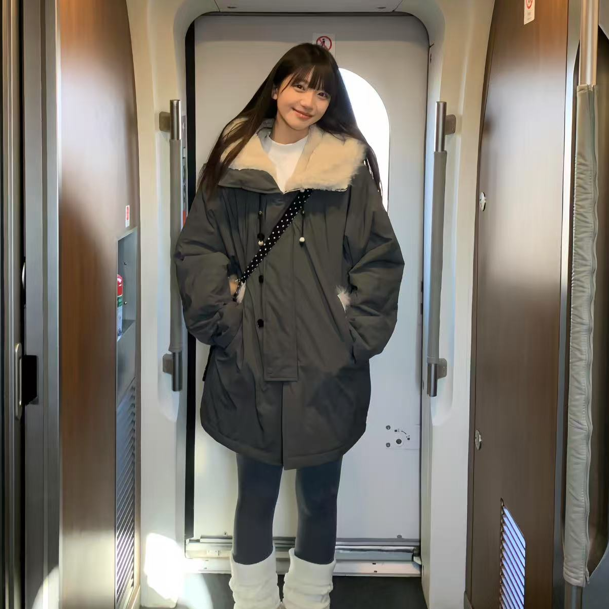 美式复古座山雕外套女款秋冬派克服加绒加厚国潮中长款设计感棉服