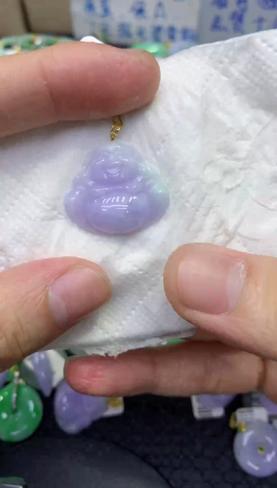 颈饰18K金镶嵌翡翠天然缅甸A货翡翠