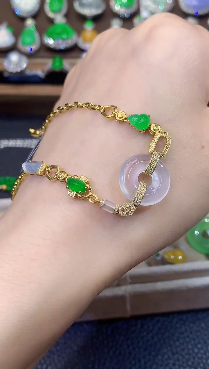 18K金镶嵌手链翡翠A20