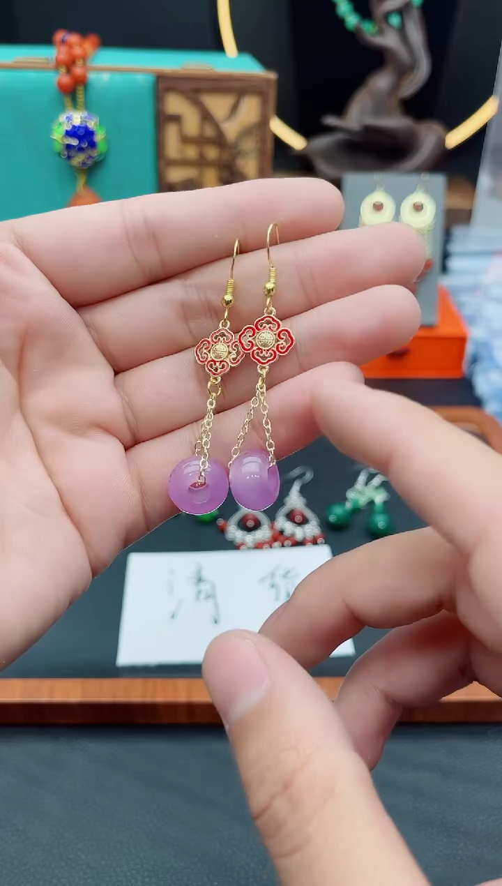 【闪购商品】玛瑙/玉髓耳钉银S925镶嵌608000