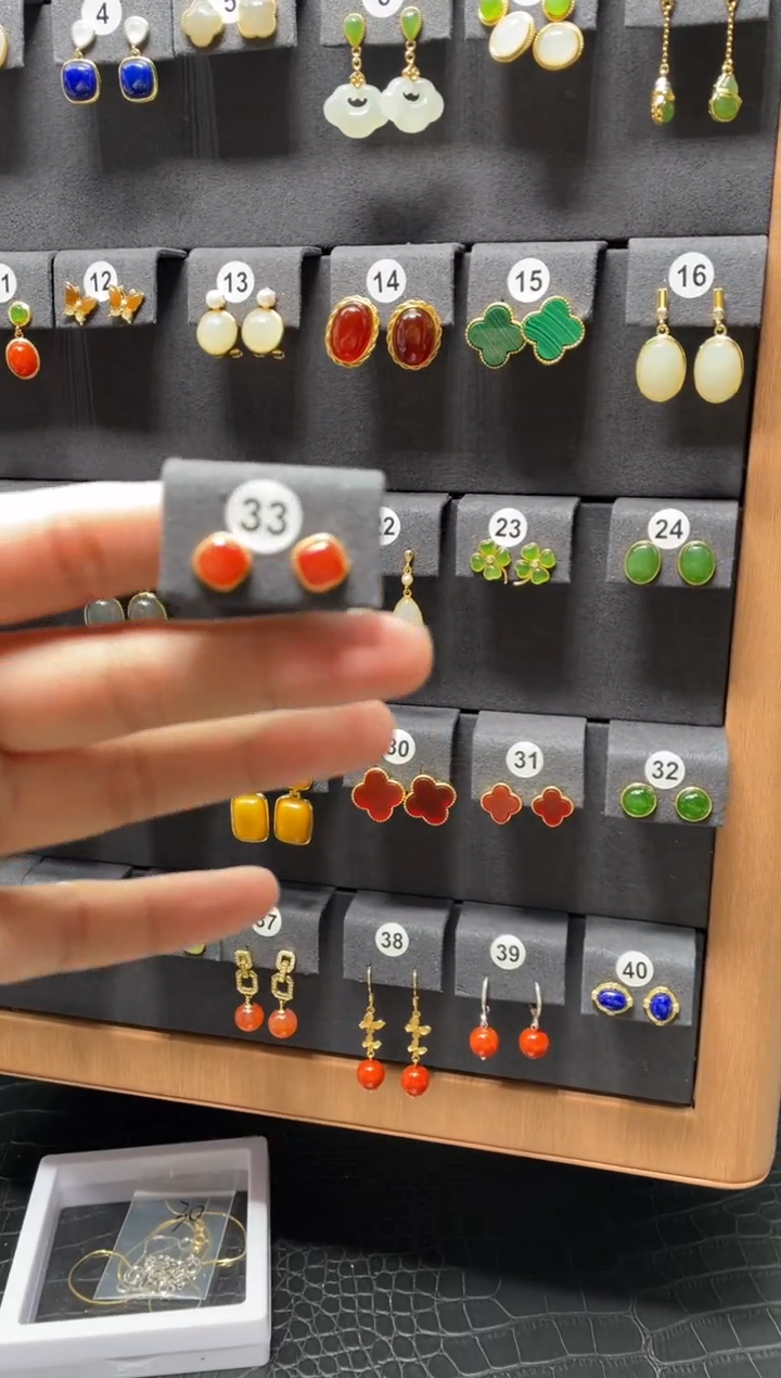 【闪购商品】南红玛瑙耳饰银S925镶嵌0033