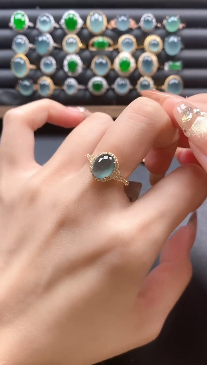 银S925镶嵌戒指翡翠5111