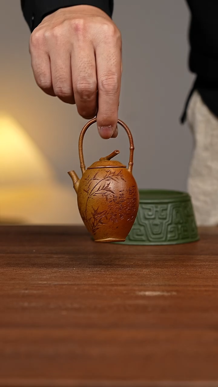 茶壶紫砂松筠提梁