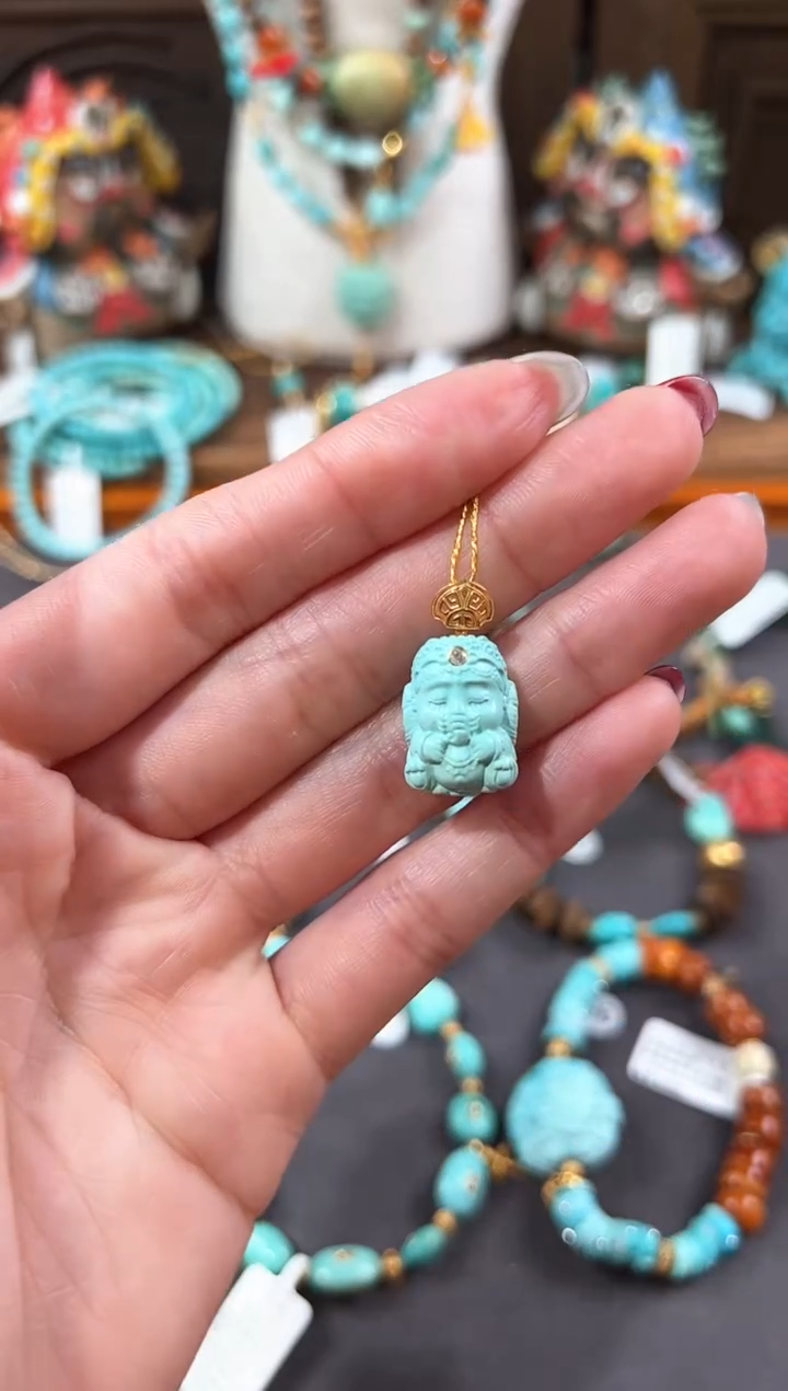 【闪购商品】绿松石颈饰18K金镶嵌绿松石吊坠