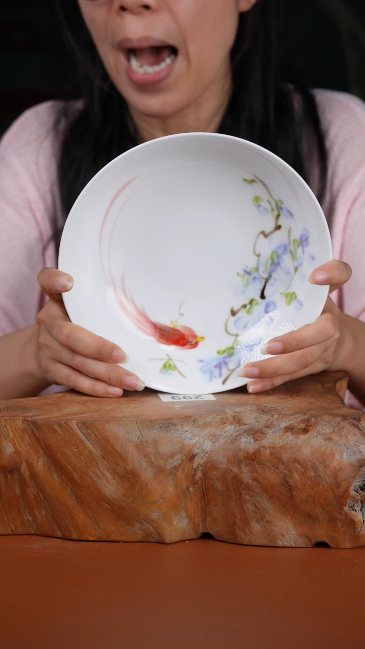 陶瓷景德镇高温釉中彩深盘-直径20-高5