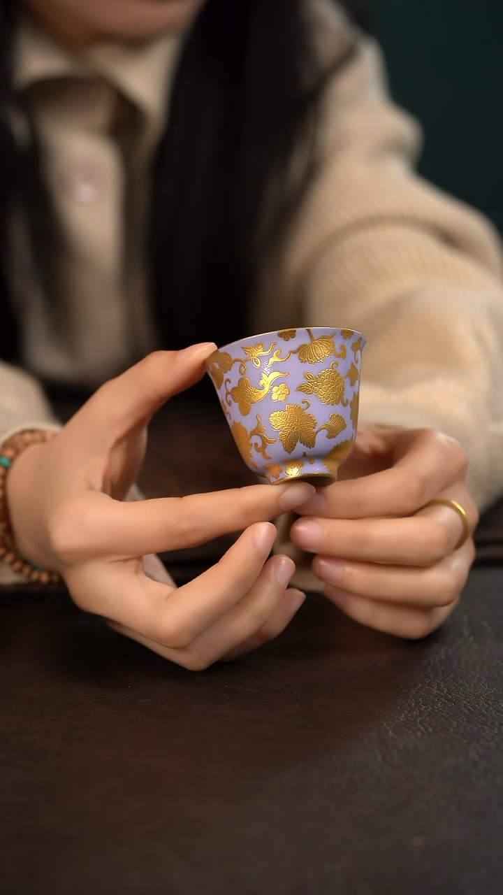 【闪购商品】杯德韶轩紫地扒花卉闻香杯