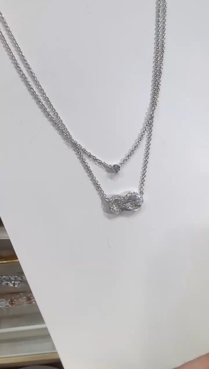 【闪购商品】钻石项链18K金镶嵌K白双层