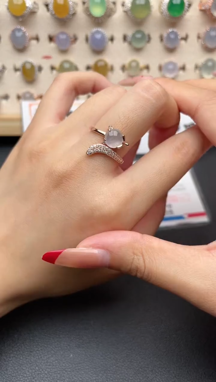 【闪购商品】翡翠戒指银S925镶嵌一物一证一礼盒