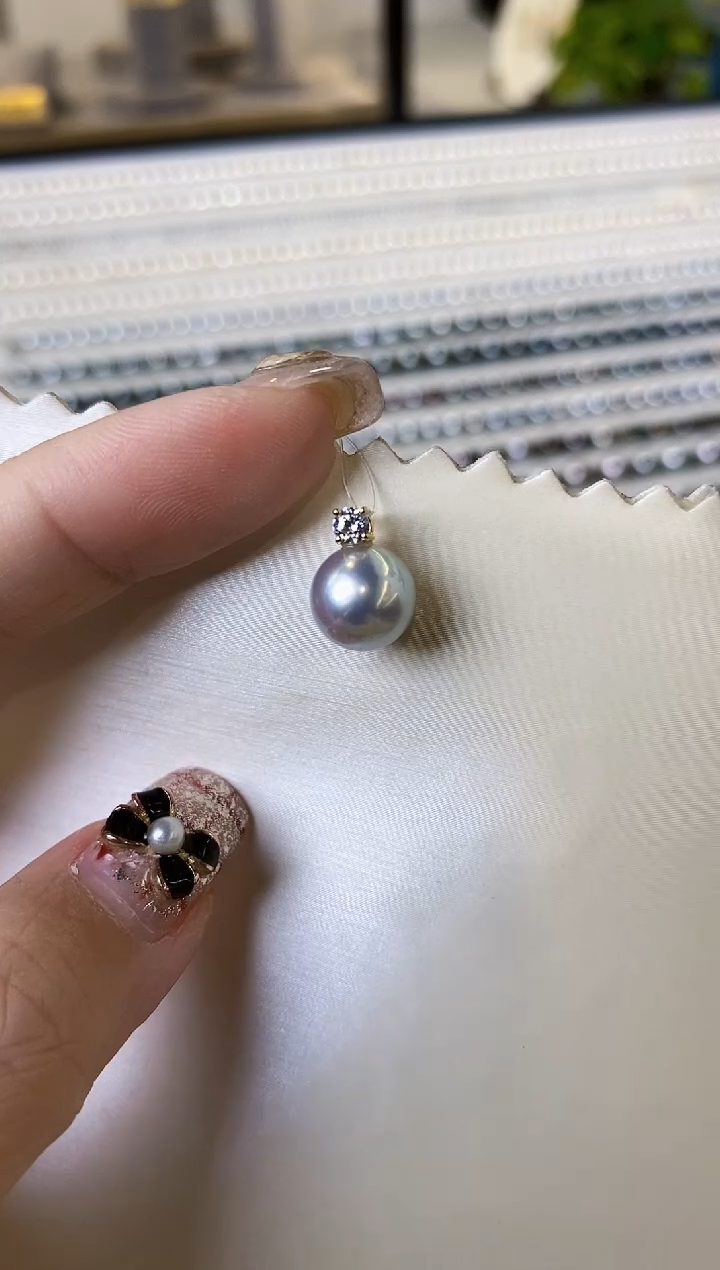 【闪购商品】海水珍珠吊坠(不含链)18K金镶嵌8.5-9真多麻吊坠