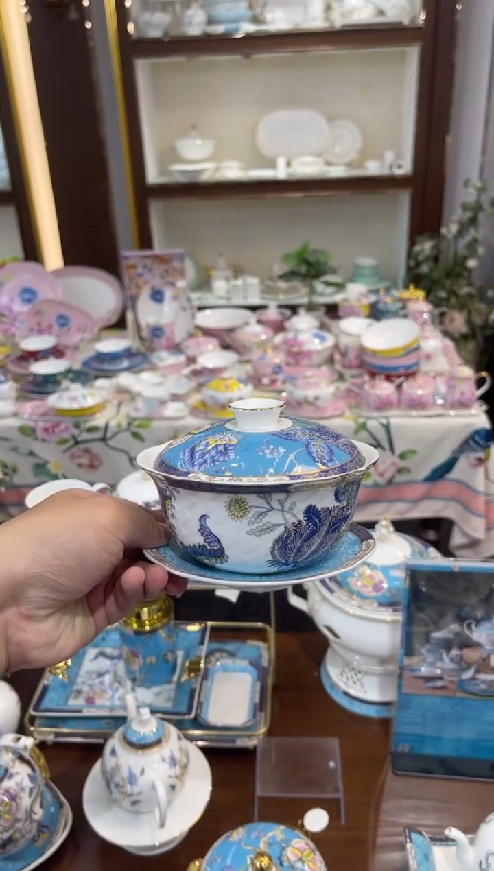 45%以上骨粉骨瓷王****舞盖碗三件套2套