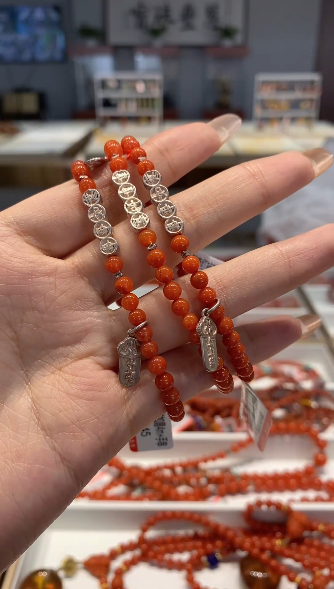 【闪购商品】南红玛瑙手串银S925镶嵌手串(多样式发其一）