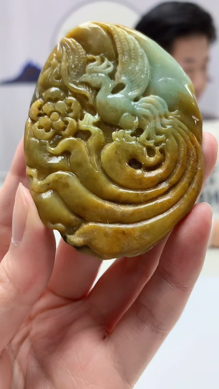 【闪购商品】定制翡翠未镶嵌4917zm-毛货挂件137凤凰