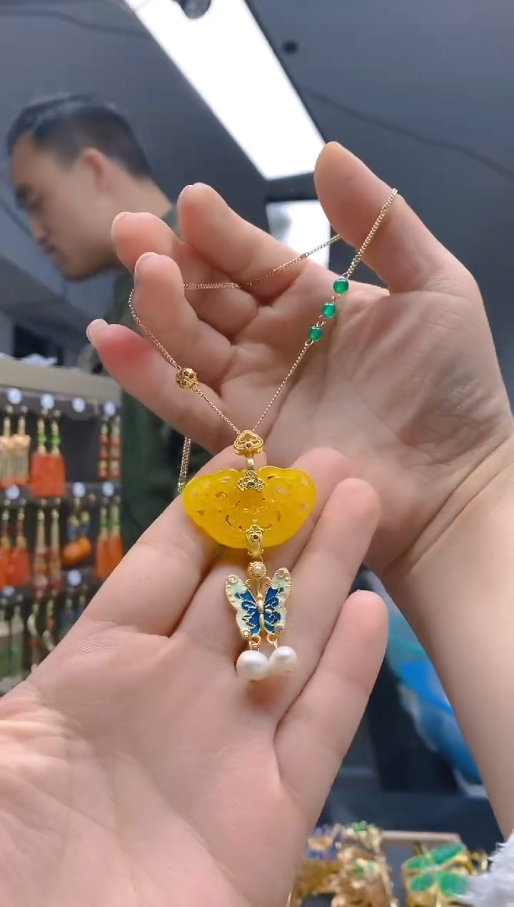 【闪购商品】翡翠耳饰合金437翡翠锁骨链