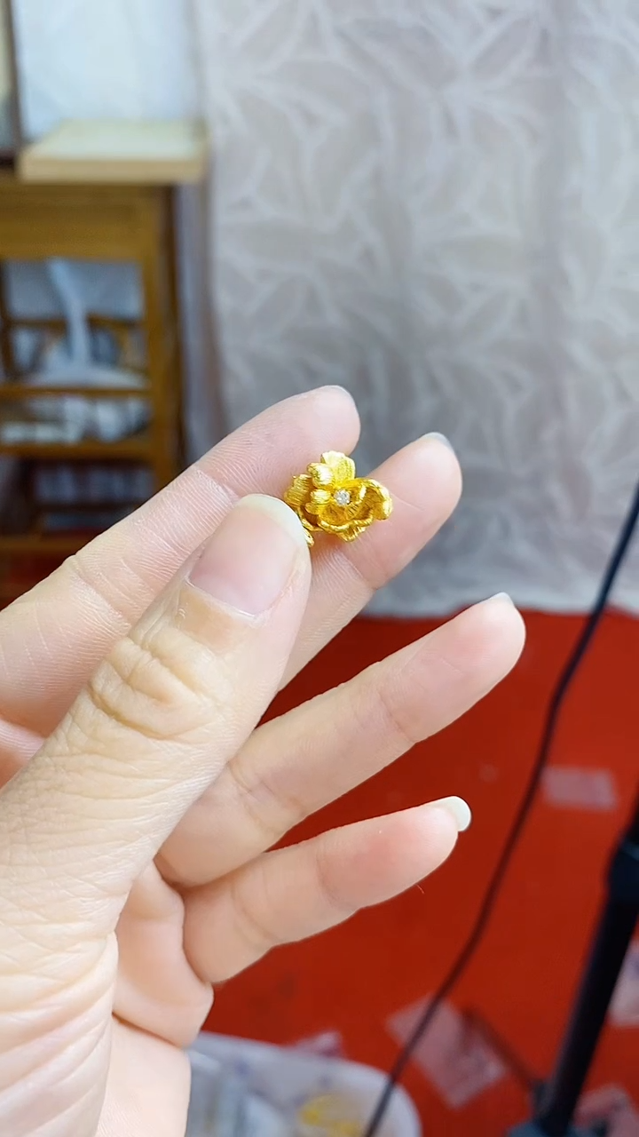 合金无102芍药花耳钉