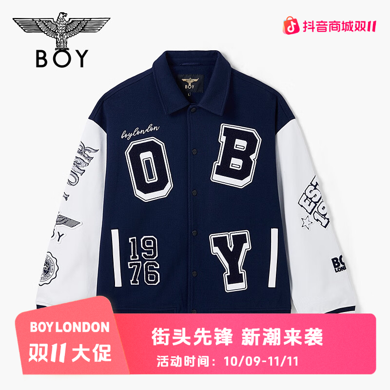 BOYLONDON秋冬情侣长袖潮流印花休闲时尚棒球服夹克外套N12003