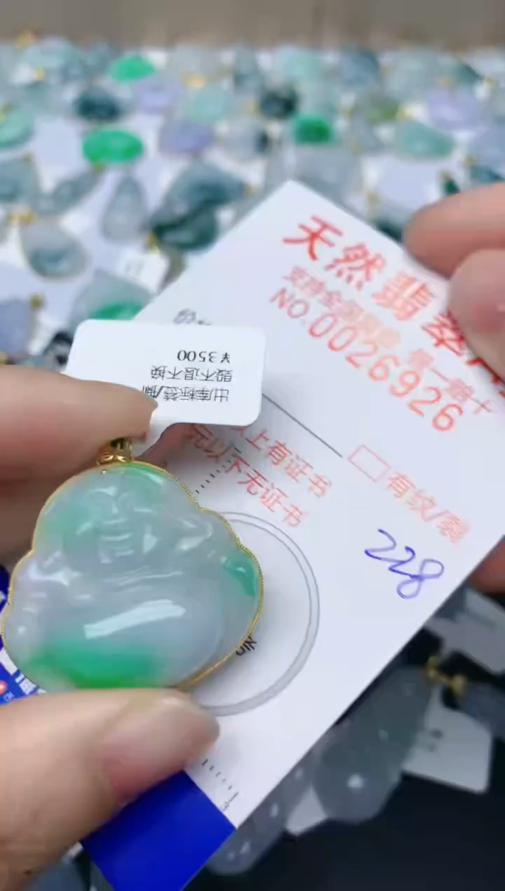 【闪购商品】翡翠颈饰18K金镶嵌天然翡翠A货    228