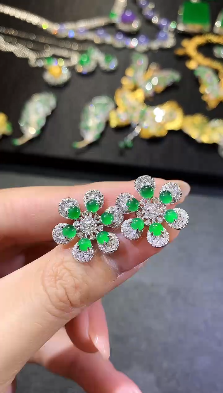 【闪购商品】翡翠耳饰银S925镶嵌173耳饰（多样性发货一件