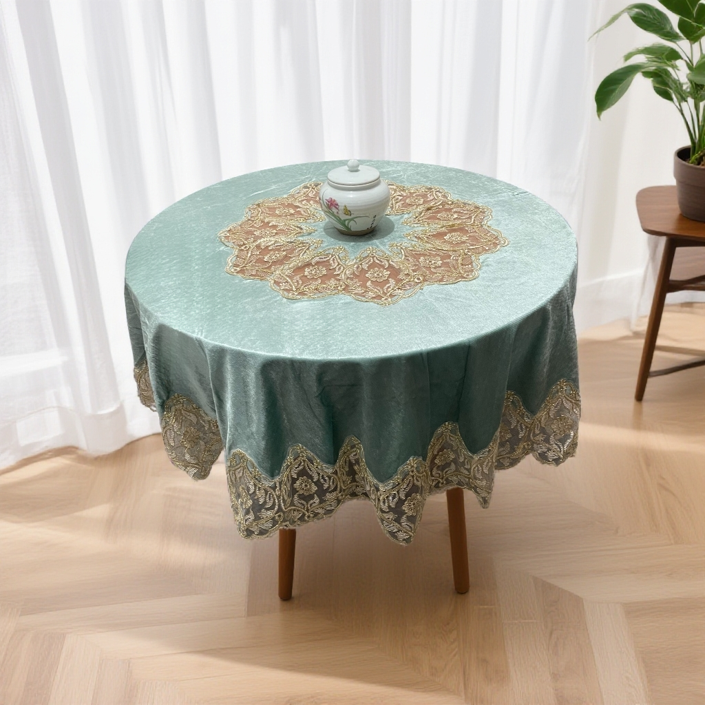 圆桌布180CM圆桌布欧式轻奢风网红款适合1米到1.3米圆桌方桌通用