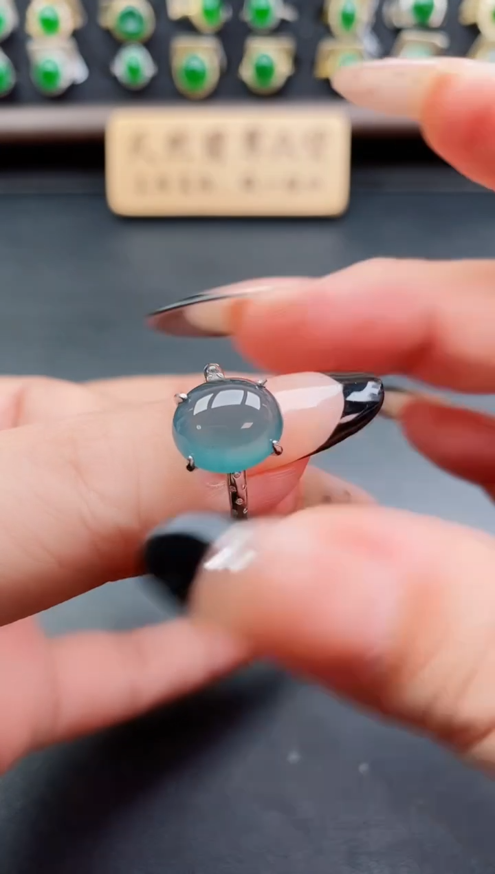 银S925镶嵌戒指翡翠1